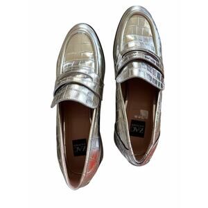 Zac Posen Silver Wayne Leather Loafer Shoes size 7M